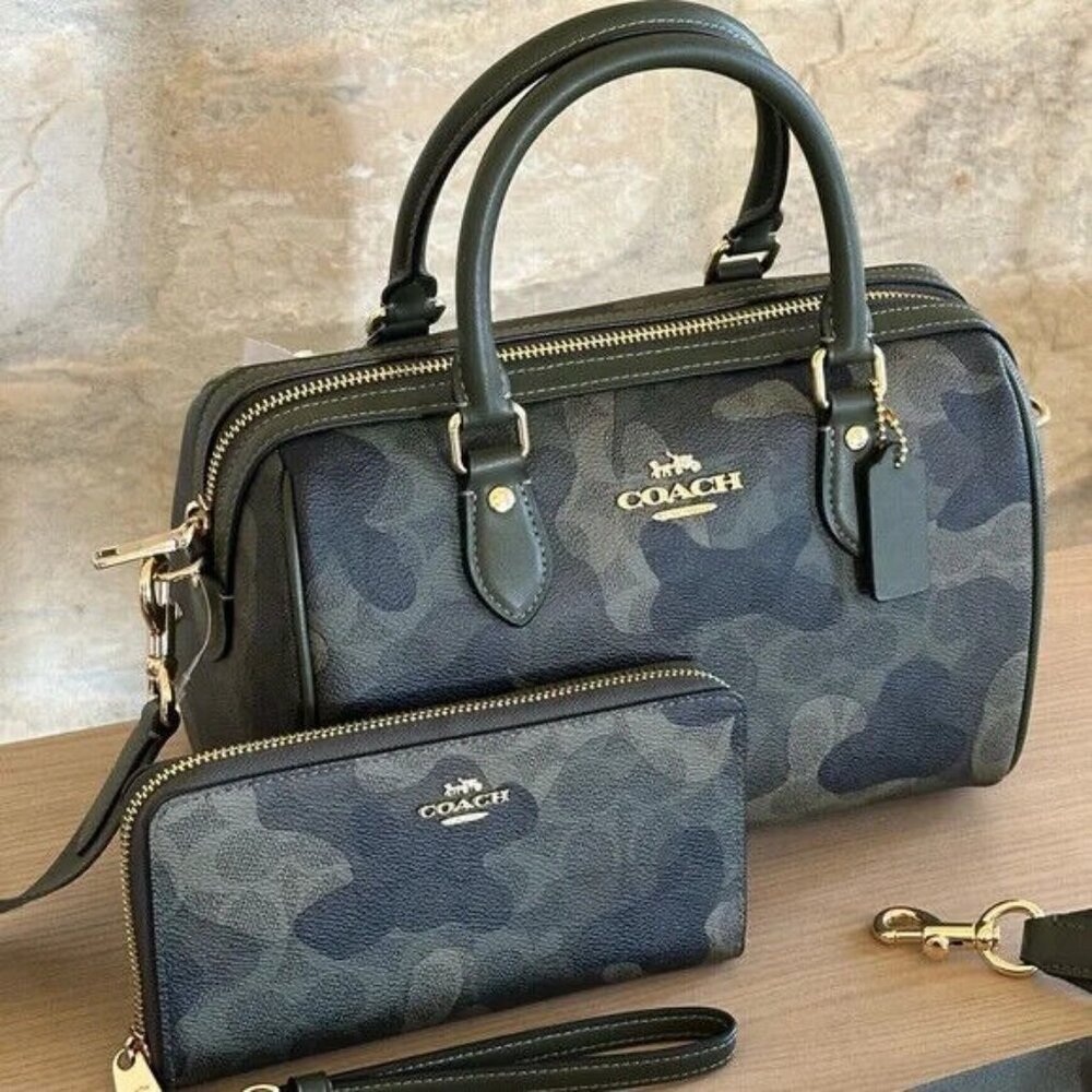 COACH CAMO ROWAN SATCHEL IN SIGNATURE CANVAS HANDBAG/Wallet option NWT - Picture 13 of 14